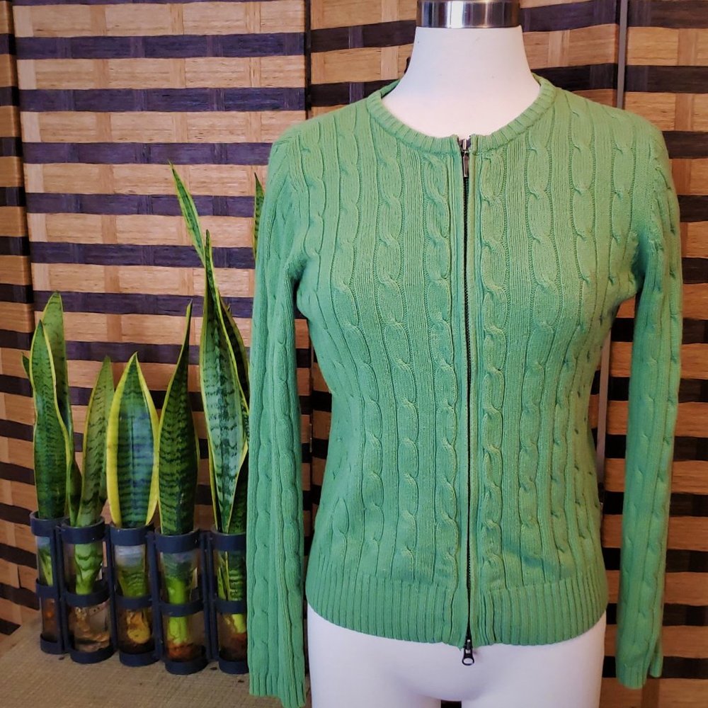 Eddie Bauer Cable Knit Zippered Cardigan S EUC